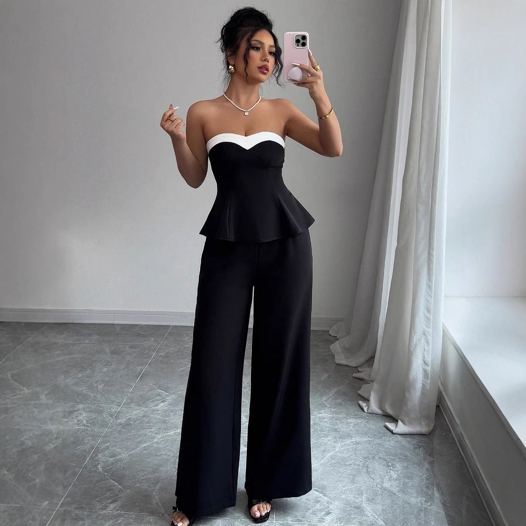 Off-the-shoulder Vest Wide-leg Trousers Set